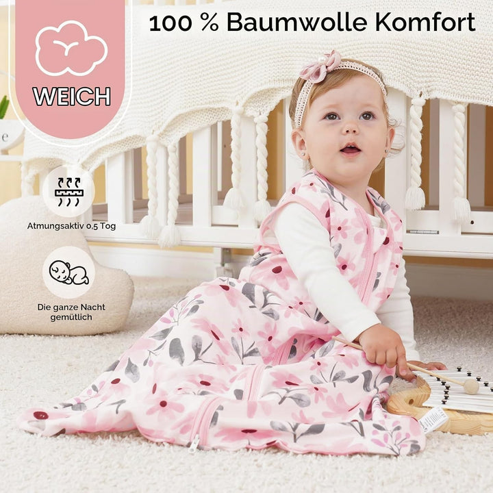 Yoofoss Schlafsack Baby Sommer 0.5 Tog - 3er Pack 67cm/0-6 Monate 100% Baumwolle Sommerschlafsack Ba