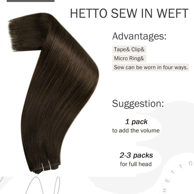 Hetto Tressen Echthaar Extensions Dunkelbraun Tressen Extensions Zum Einnähen Tressen Extensions Bra