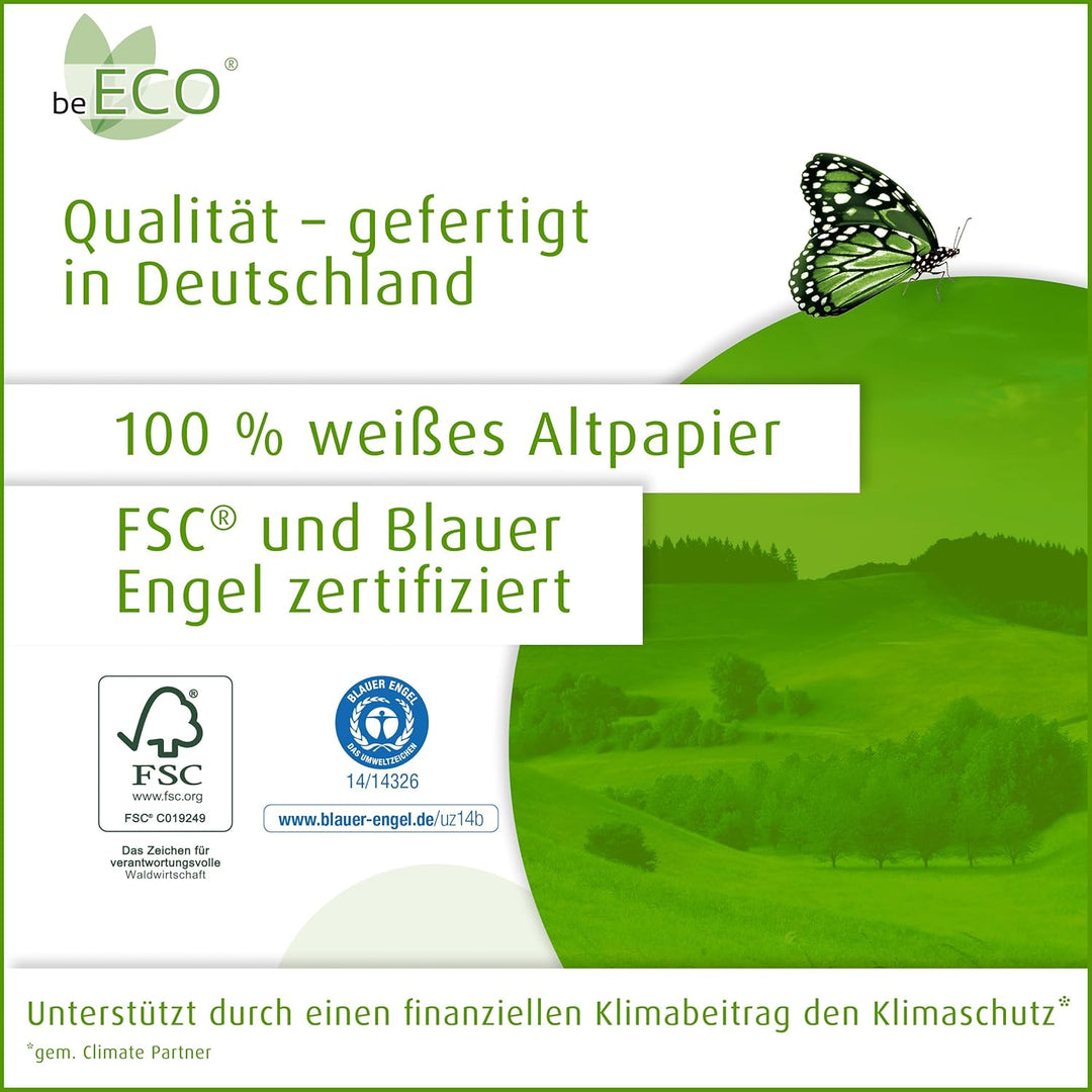 beECO Briefumschläge DIN lang (500 Stück), ohne Fenster haftklebend, Briefumschlag aus 100% Recyclin