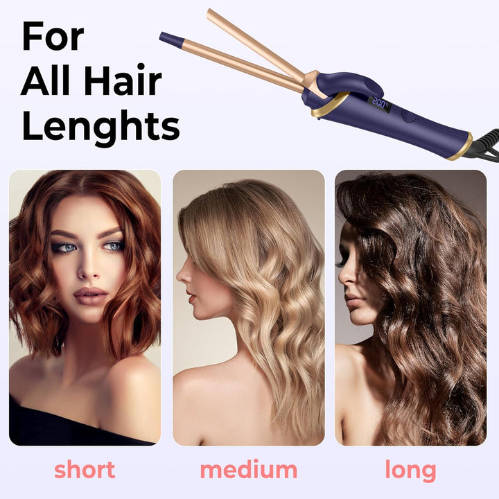 13mm lockenstab für kurze haare, Reise Lockenstabs mit LCD Display, 5 Temperatur Einstellbar 120-200