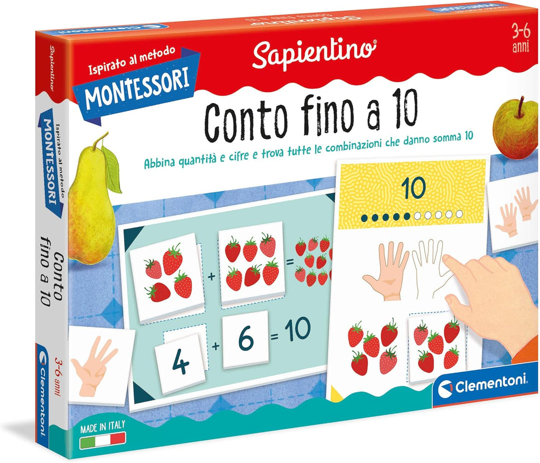 Clementoni 16269 Montessori – Konto bis 10 – Lernspiel, hergestellt in Italien, 3 Jahre +, M, Konto