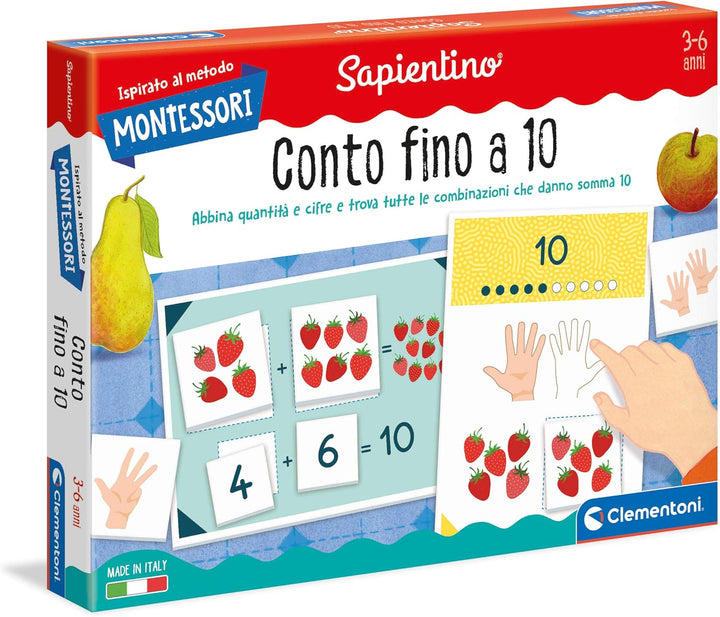 Clementoni 16269 Montessori – Konto bis 10 – Lernspiel, hergestellt in Italien, 3 Jahre +, M, Konto
