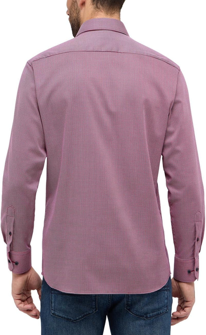 ETERNA Herren strukturiertes Baumwoll-Hemd MODERN FIT 44 Rot, 44 Rot