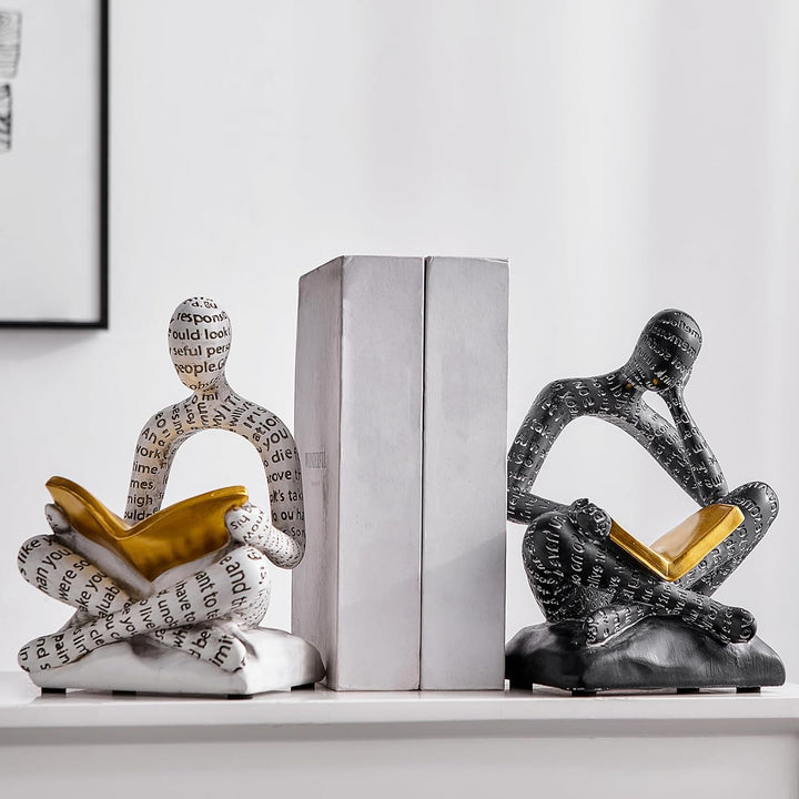 Dekorative Buchstützen für Schwere Bücher, Harzig Leser Skulptur Bücherstütze für Regale Deko, Büche