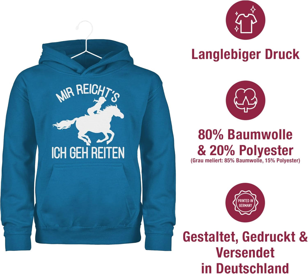 Shirtracer - Kinder Hoodie Jungen Mädchen - Pferd Pferde - Mir reicht's ich GEH Reiten 140 2 Himmelb