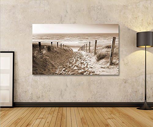 islandburner Bild Bilder auf Leinwand Weg zum Meer Sepia Nordseestrand 1p XXL Poster Leinwandbild Wa