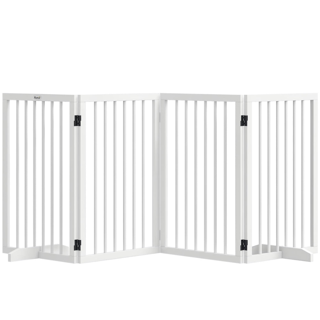 PawHut Absperrgitter Hund 4-teilig 206 x 76 cm Faltbar Türschutzgitter mit 2 Stützfüssen Freistehend