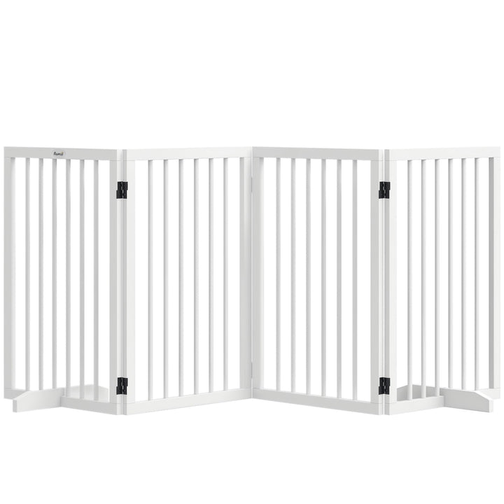 PawHut Absperrgitter Hund 4-teilig 206 x 76 cm Faltbar Türschutzgitter mit 2 Stützfüssen Freistehend