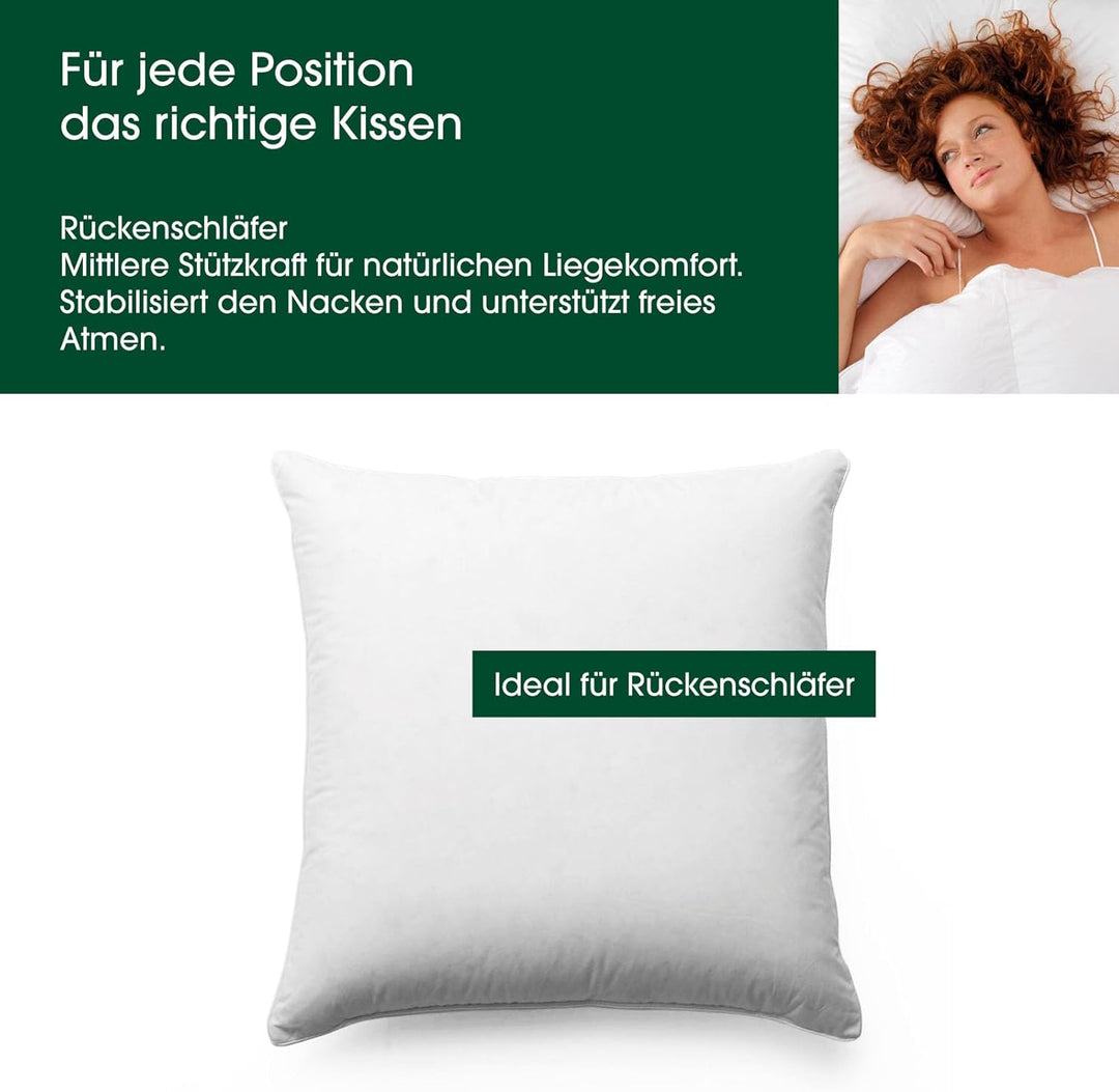 HANSKRUCHEN® Premium de Luxe Daunenkissen 80x80 cm - Made in Germany Daunen Kopfkissen aus 100% Baum