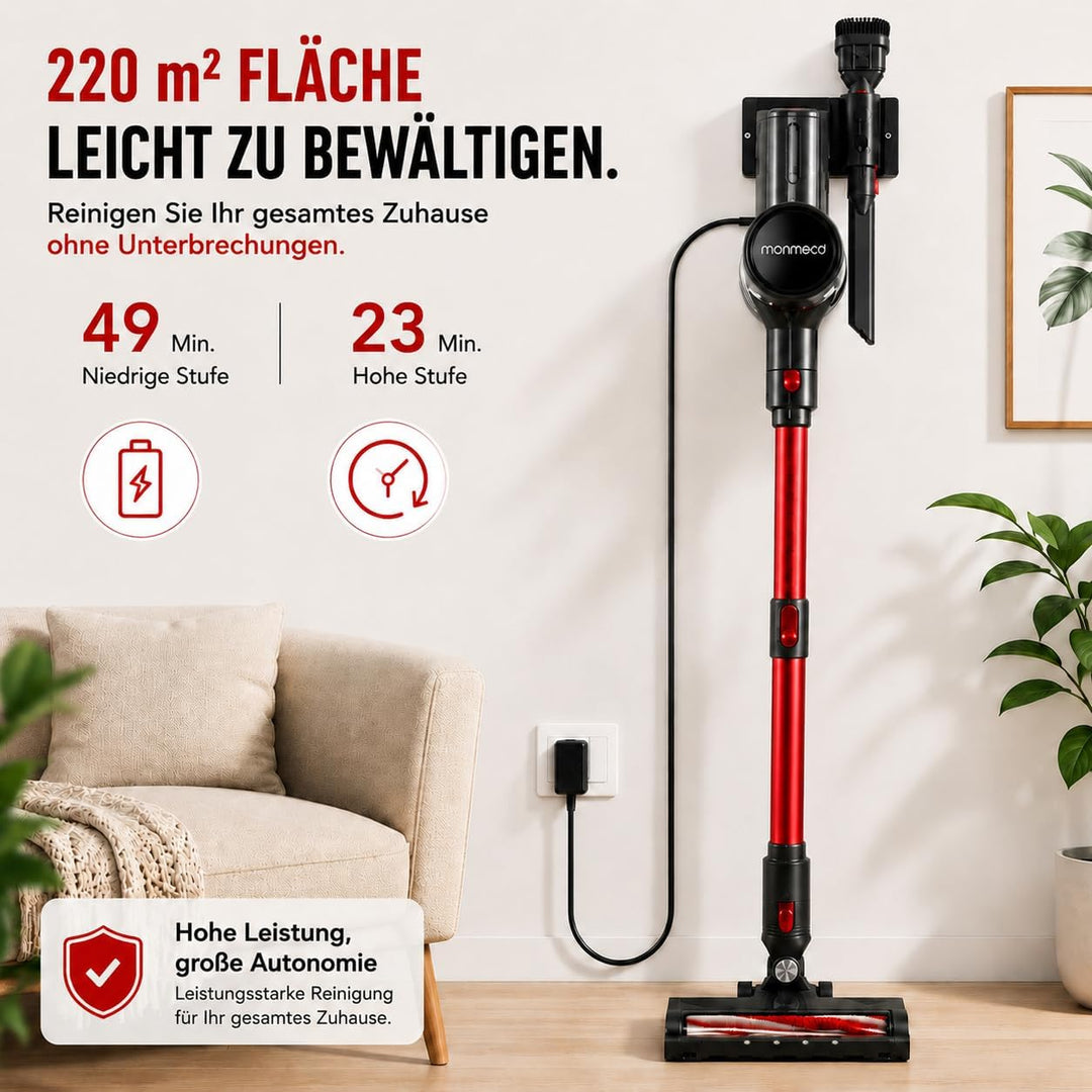 Kabelloser Staubsauger Einziehbarer 4-in-1 LED Akku Staubsauger 2-Stufen Anti-Tangle kabelloser Saug