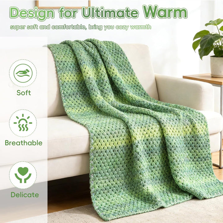 Aeelike Häkelset für Anfänger, Crochet Set Decke Erwachsene, Beginner Häkelsets mit 5 Knäuel Weich G