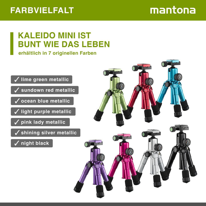 Mantona kaleido mini Foto-/Tisch- und Travelstativ (inkl. Kugelkopf mit Schnellwechselplatte und Tra