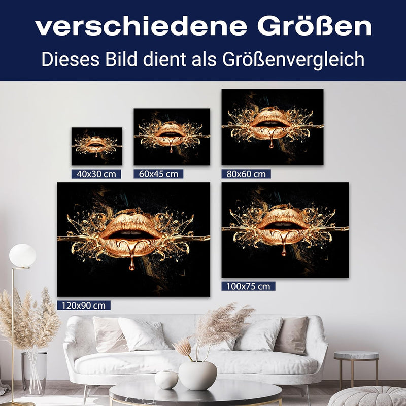 wandmotiv24 Leinwandbild 260 g/m² - Kunstdruck auf Leinwand - Wandkunst - Wandbild mit Frauen Lippen