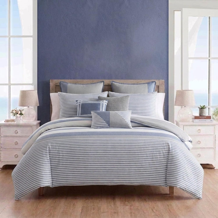 Nautica Home | Fairwater Collection | 100% Cotton Mediterranean Inspired Design Herringbone Weave Du