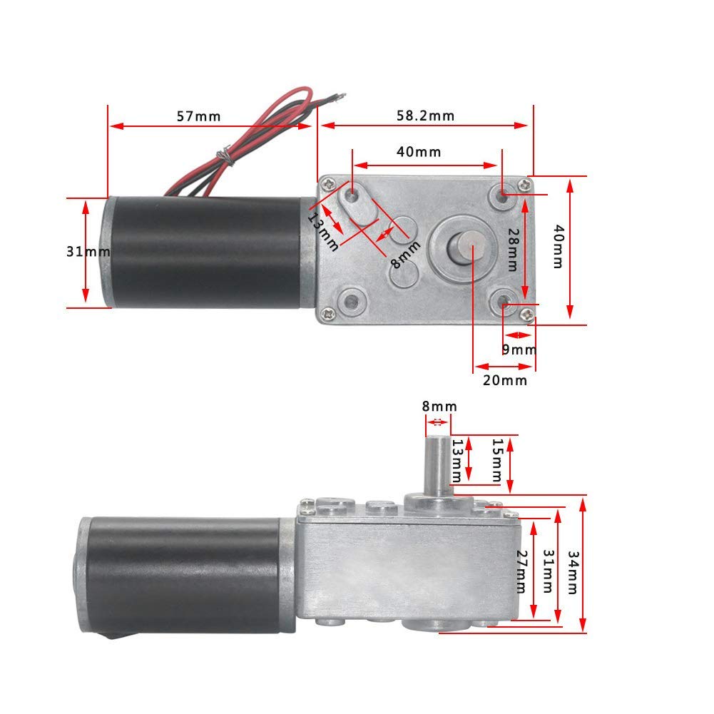 12V 30RPM DC Schneckengetriebemotor 50kg.cm 31mm Hohe Torsion Selbsthemmende Motor Reversed Mini Tur