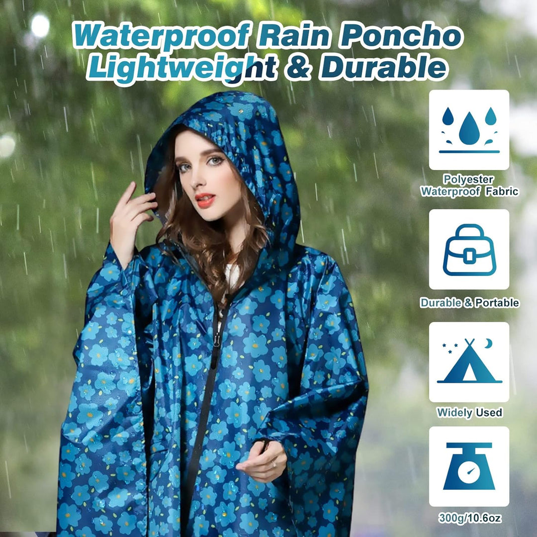 SOPPY Regenmantel für Frauen, Langer Regenponcho wasserdichte Regenbekleidung Regenjacke Winddichte
