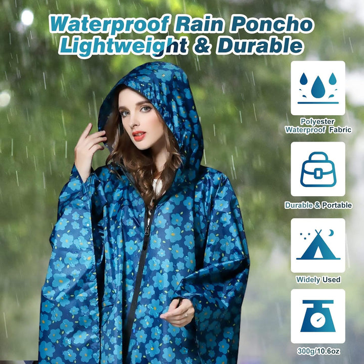 SOPPY Regenmantel für Frauen, Langer Regenponcho wasserdichte Regenbekleidung Regenjacke Winddichte