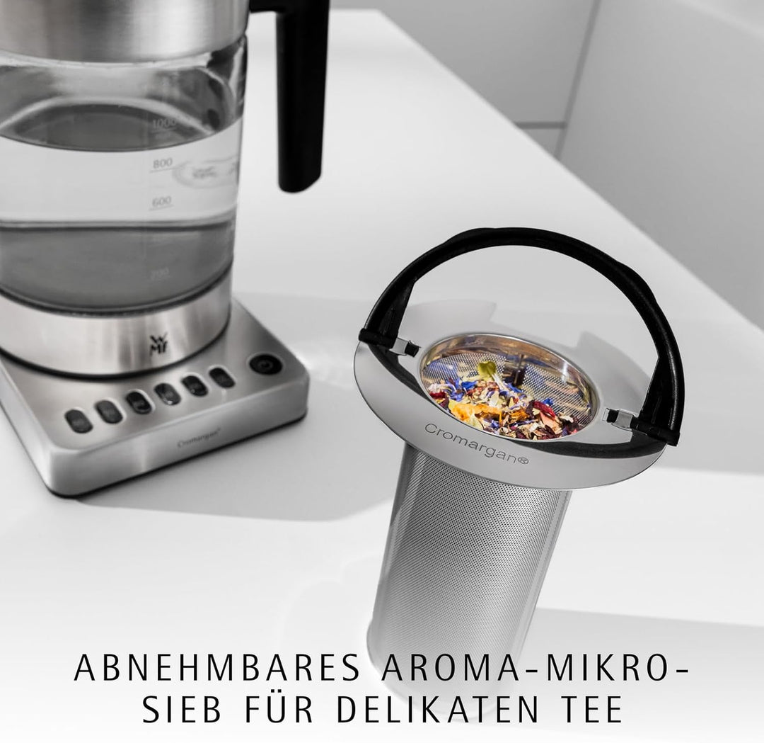 WMF Küchenminis 2 in 1 Vario Wasserkocher mit Temperatureinstellung, 1l, 1900 W, Teekocher Glas mit
