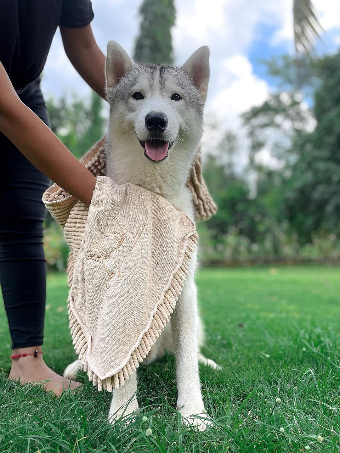 Tuff Pupper Schnelltrocknendes Handtuch für Hunde | Ultra saugfähiges Mikrofaser-Shammy | Extra gros