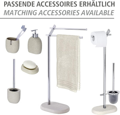 WENKO Stand WC-Garnitur Puro - WC-Bürstenhalter, Stahl, 29 x 72 x 15.5 cm, Chrom Beige, Beige