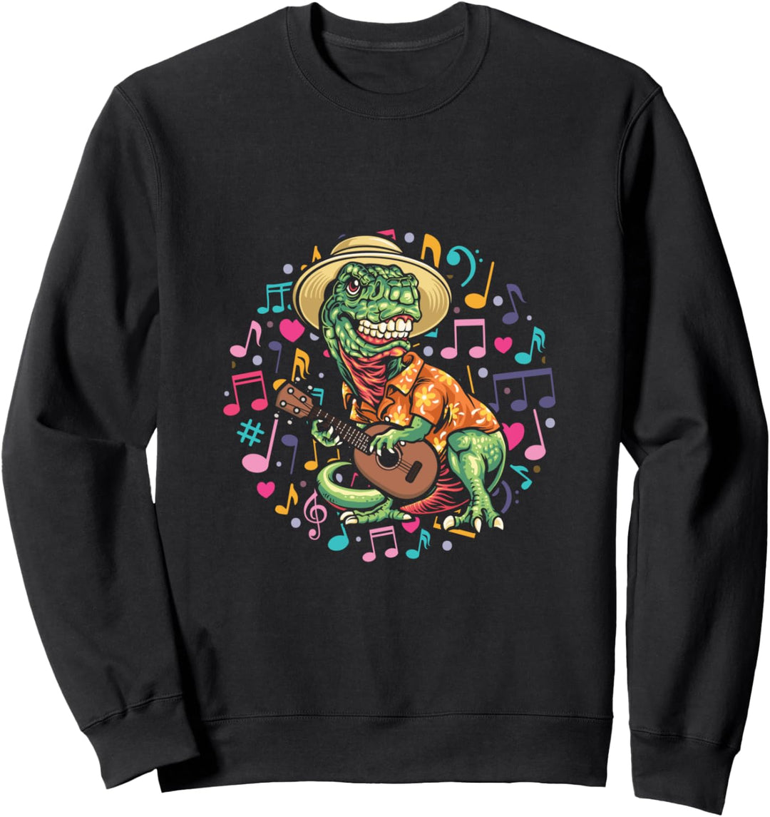 Dinosaurier Musikinstrument Gitarrist Musik Akustik Uke Sweatshirt