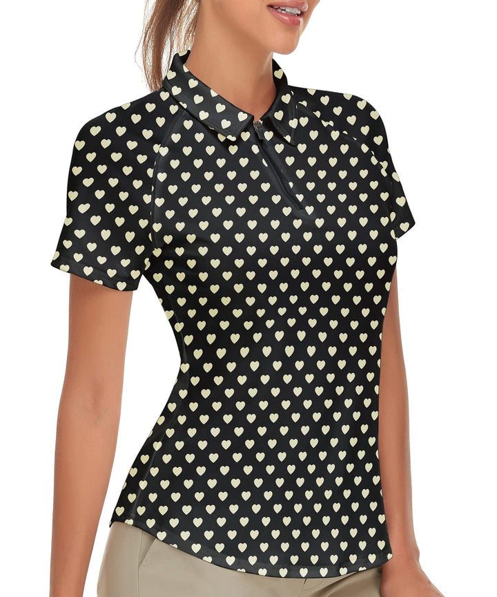Soneven Poloshirt für Damen Kurzarm Sportshirt mit 1/4 Reissverschluss Sport Tshirts Schnelltrocknen