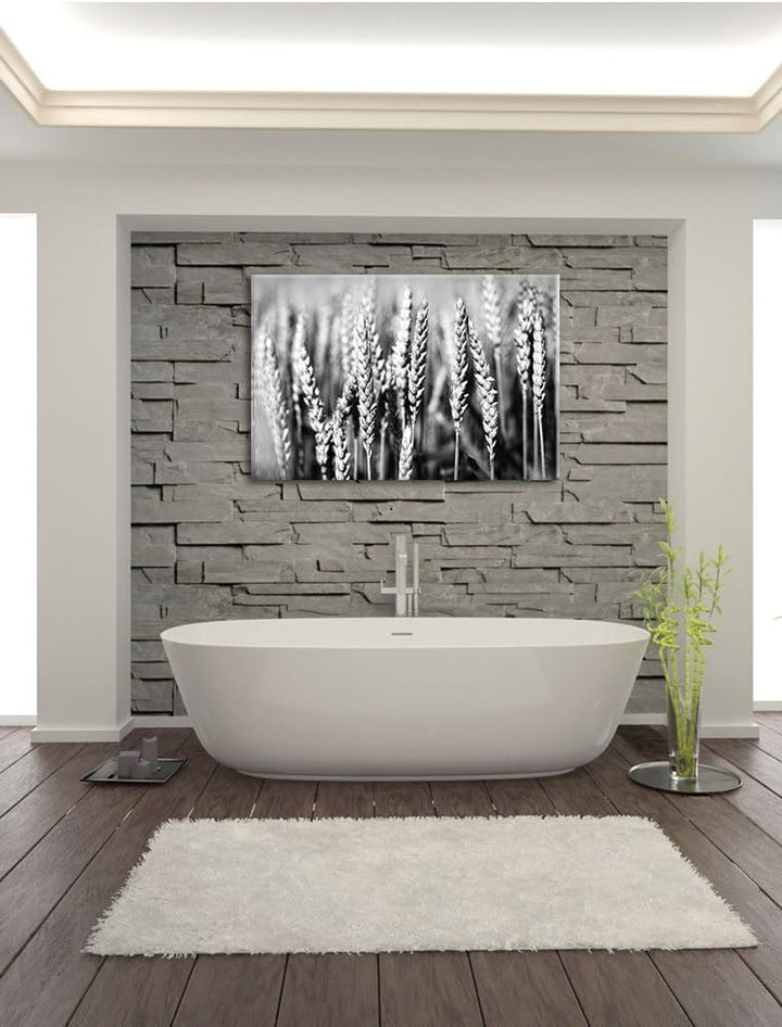 Pixxprint Weizen auf dem Feld / 100x70cm Leinwandbild bespannt auf Holzrahmen/Wandbild Kunstdruck De