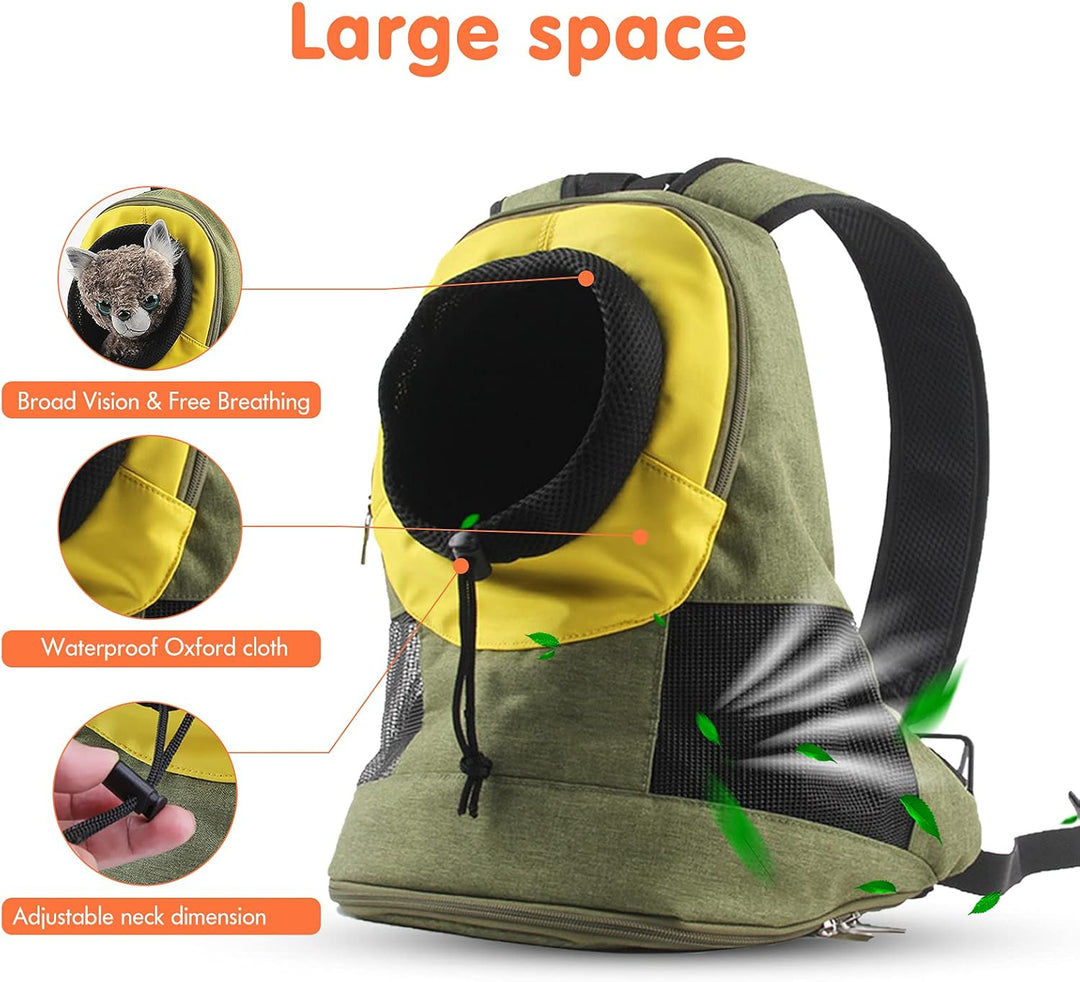 PETCUTE Hunderucksack für mittelgrosse kleine Hunde,Verstellbare Katzenrucksack mit Kopf-Out und Aus