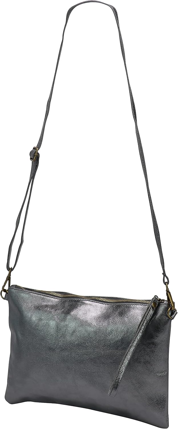 SH Leder Echtleder Umhängetasche Clutch im vintage look mittelgross Tasche Abendtasche 33x22cm Clara