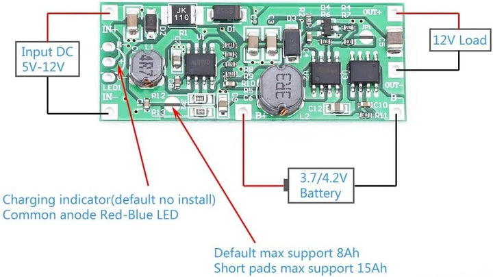 TECNOIOT 5 Stück DC 5V-12V bis 12V USV Unterbrechungsfreie Stromversorgung 18650 Batterieschutzplati