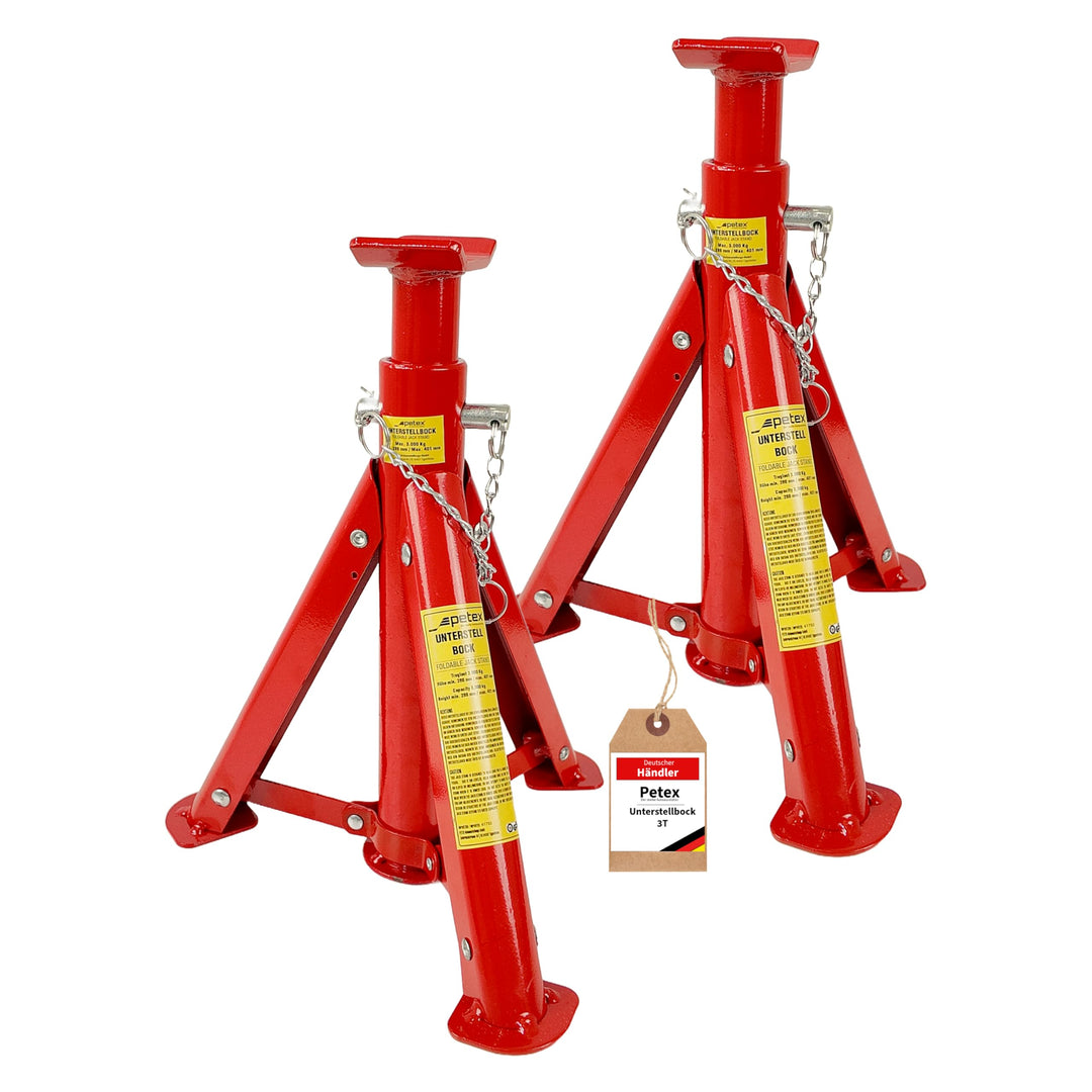 Unterstellbock, höhenverstellbar und faltbar, 2er Set, 3 t, rot