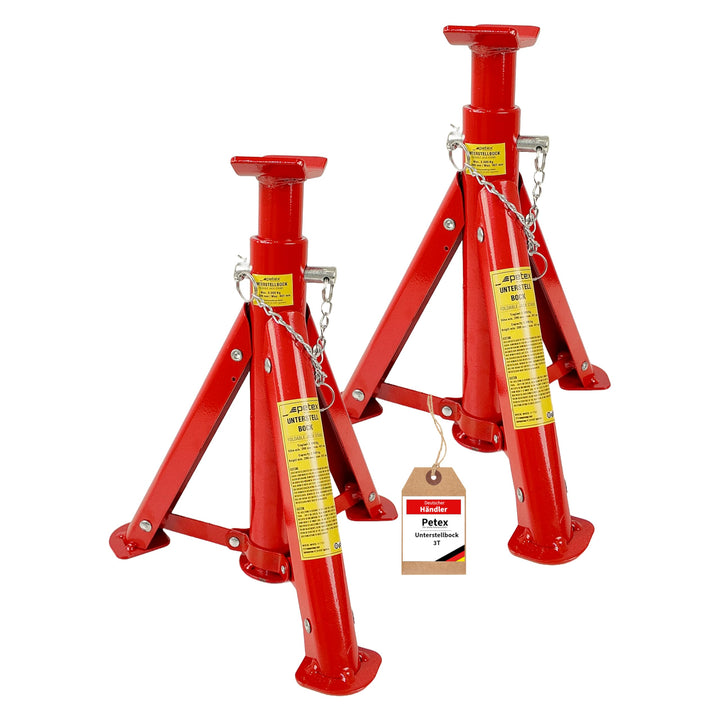 Unterstellbock, höhenverstellbar und faltbar, 2er Set, 3 t, rot