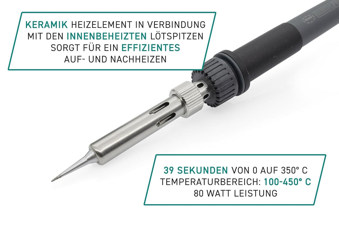 Quick 3104 Digital Regelbare ESD Lötstation inkl. Lötkolben mit 2 mm Lötspitze und Zubehör - 100°- 4