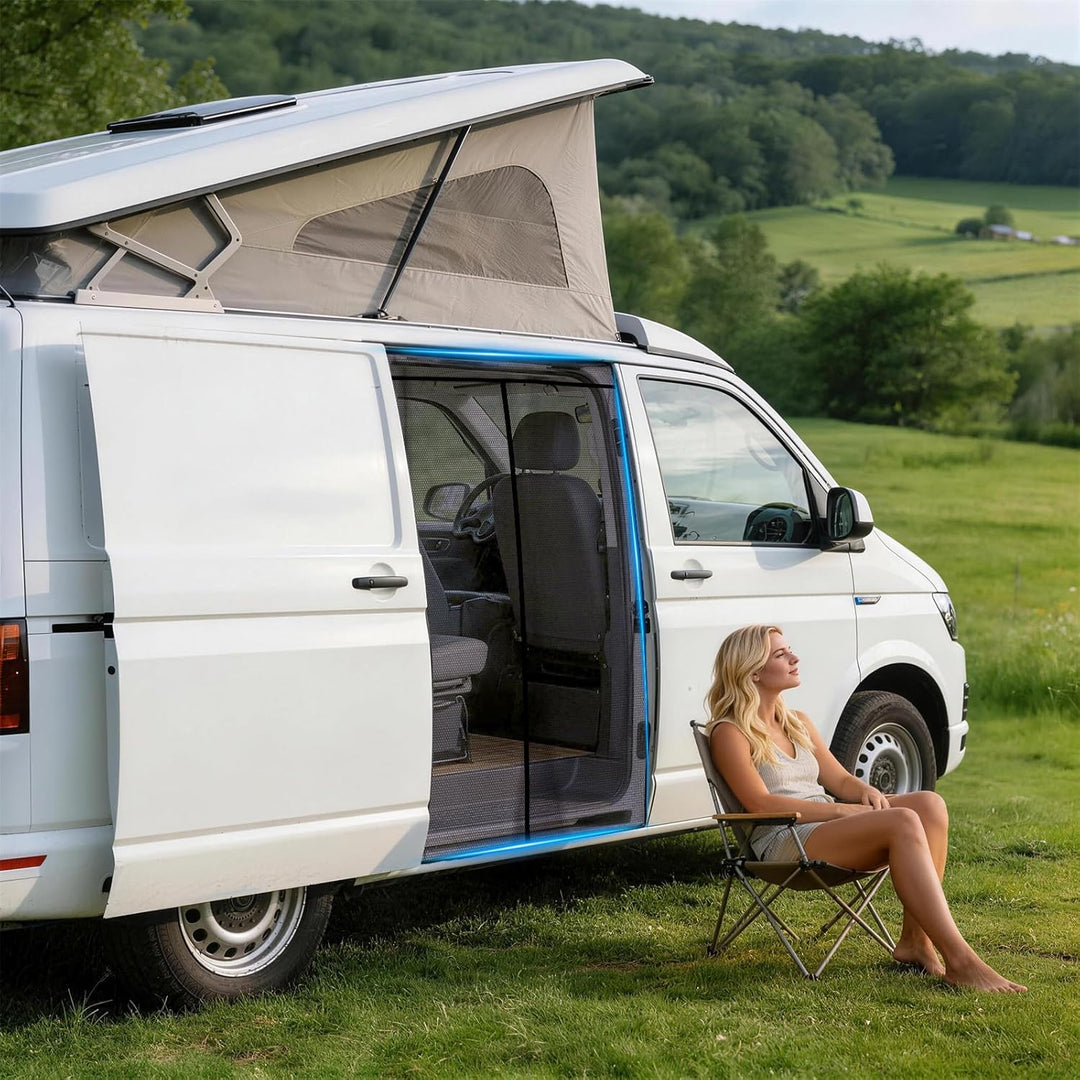 Moskitonetz Magnetisch für VW T5 T6 Schiebetür | Insektennetz & Fliegengitter mit Schattennetz | Son