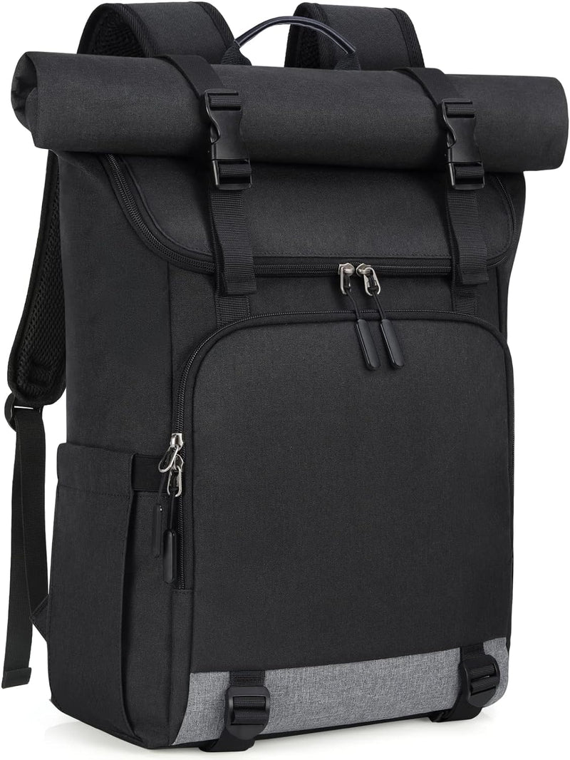 NEWHEY Rolltop Rucksack Herren Damen Laptop Rucksack 17,3 Zoll Schulrucksack Wasserdichter Daypacks