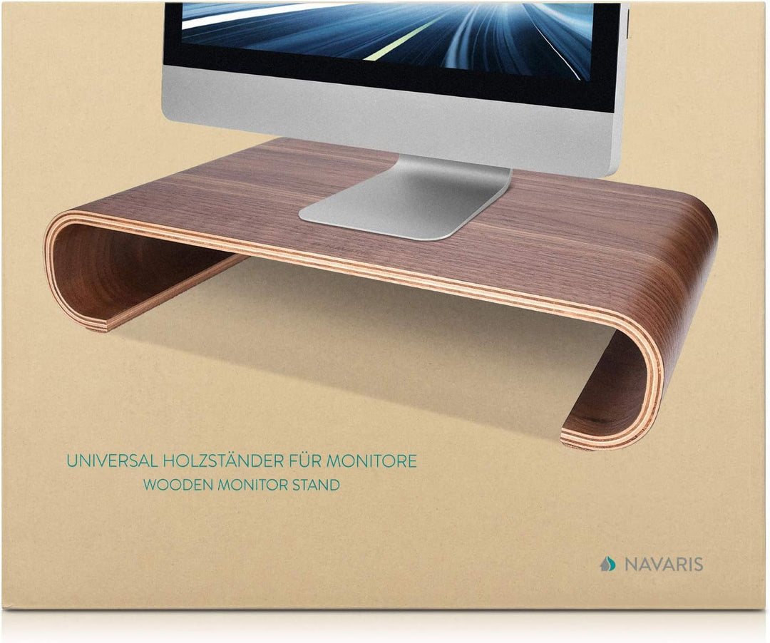 Navaris Bildschirm Holzständer TV Ständer - Computer Tisch Schreibtisch Monitorständer Bank - Schrei