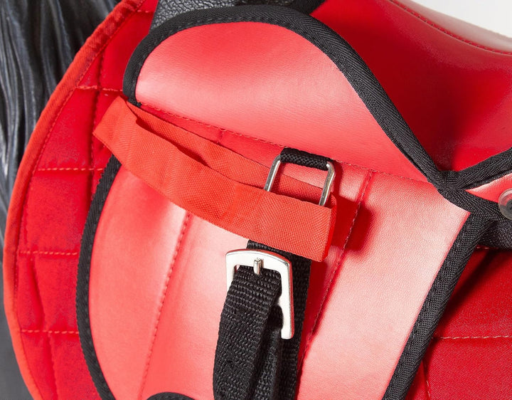 PFIFF 103106 Sattelset für Shettys oder Holzpferde, Komplettset, Kindersattel, Rot, Rot