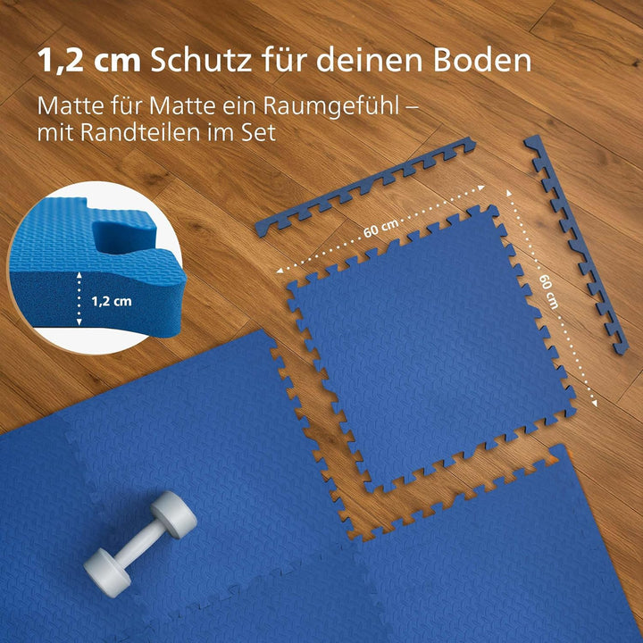 CLP Bodenschutzmatte Fitness 60x60 cm gross extra dick 6er Set Puzzlematte, rutschfeste Schutzmatten