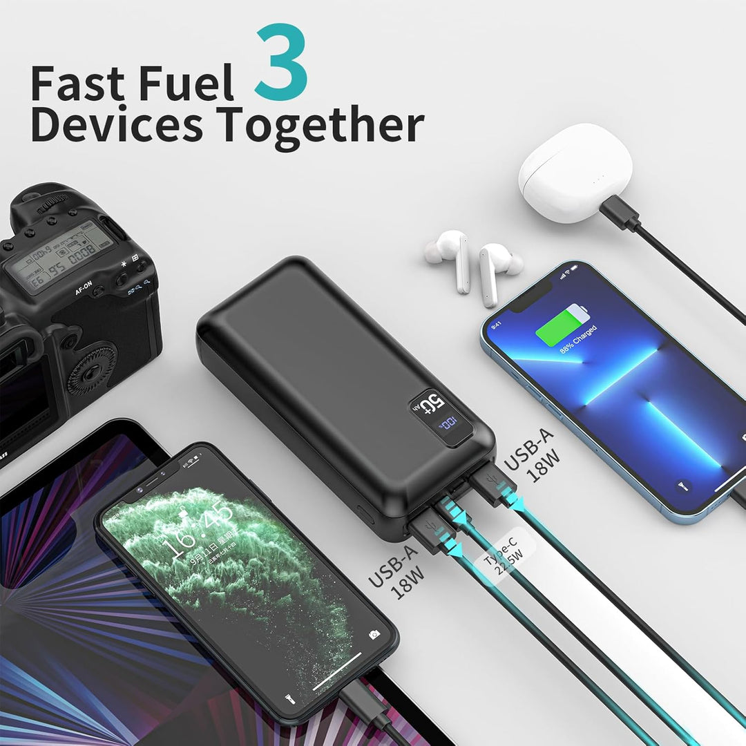 PowerBank 50000mAh grosse kapazität, 22,5W Powerbank PD20W Schnell Aufladende Externer Handyakku USB