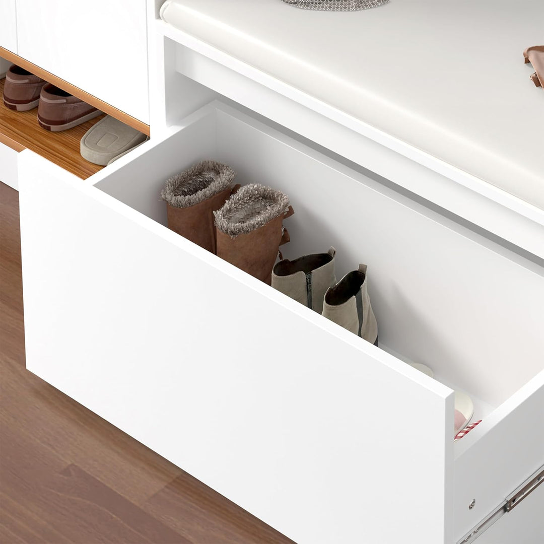 [en.casa] Sitzbank Degerfors mit Schublade 80 x 39 x 45 cm Schuhbank Schuhtruhe mit Sitzfläche Garde
