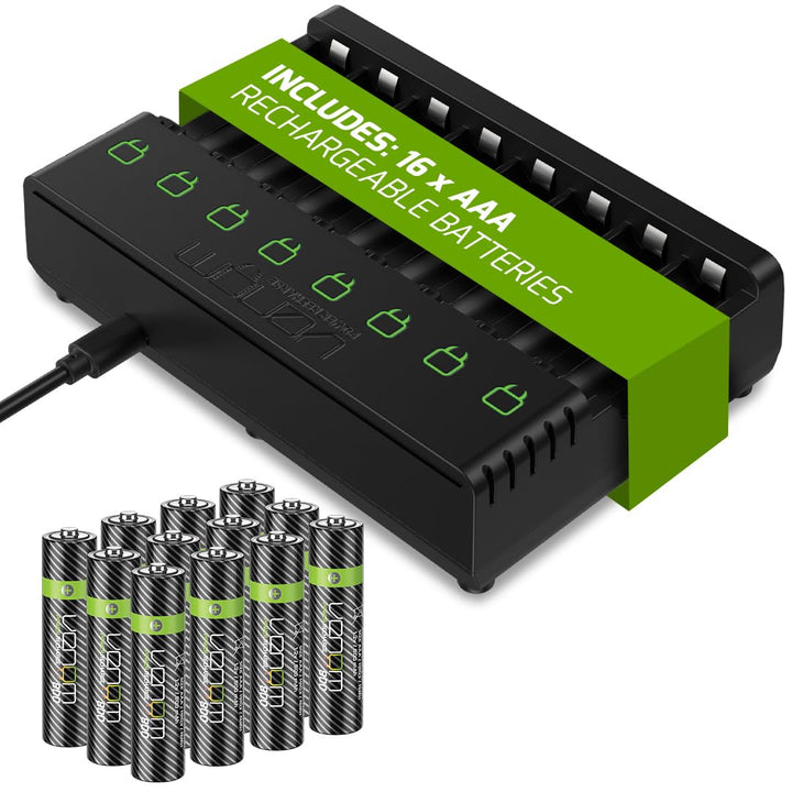 Venom Ladestation mit wiederaufladbarem Akku Plus 16 x AAA 800 mAh Batterien Dock plus 16 x AAA, Doc
