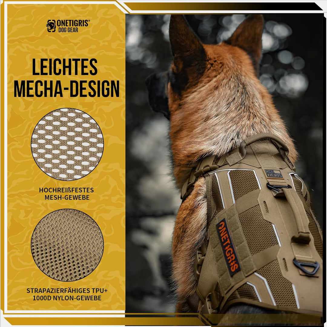 OneTigris Hundegeschirr, AIRE Armor Mesh Einstellbar Sicherheitsgeschirr mit 2 Griffe und 3 D-Ringen