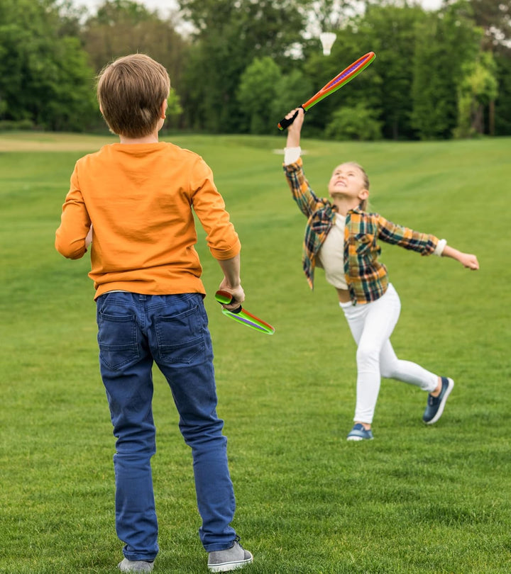 Kinder Tennisschläger mit Tragetasche,4 weiche Trainingsbälle und 6 Badminton Birdies,Tennisschläger