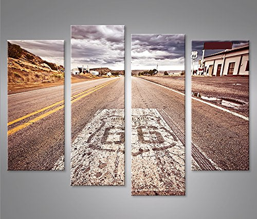 islandburner Bild Bilder auf Leinwand Route 66 V2 Arizona Highway 4er XXL Poster Leinwandbild Wandbi