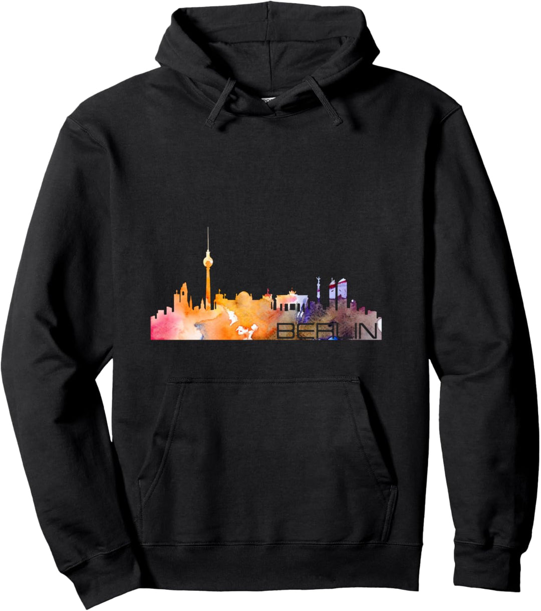 Skyline Berlin Deutschland Hauptstadt Watercolor Look Pullover Hoodie
