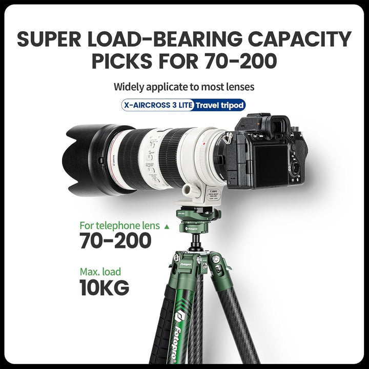 Fotopro Kohlefaser-Stativ 130 cm 360 Grad Kugelkopf, Schnellwechselplatte, leichtes Kamerastativ für