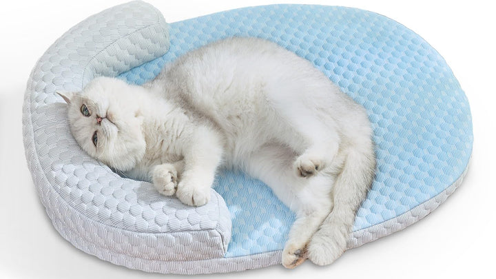 Katzenkuhlbett Waschbar60 * 46cm lit U-fōrmigem Kopfkissen Katzen Bettchen fur Katze HundeKihlmatte