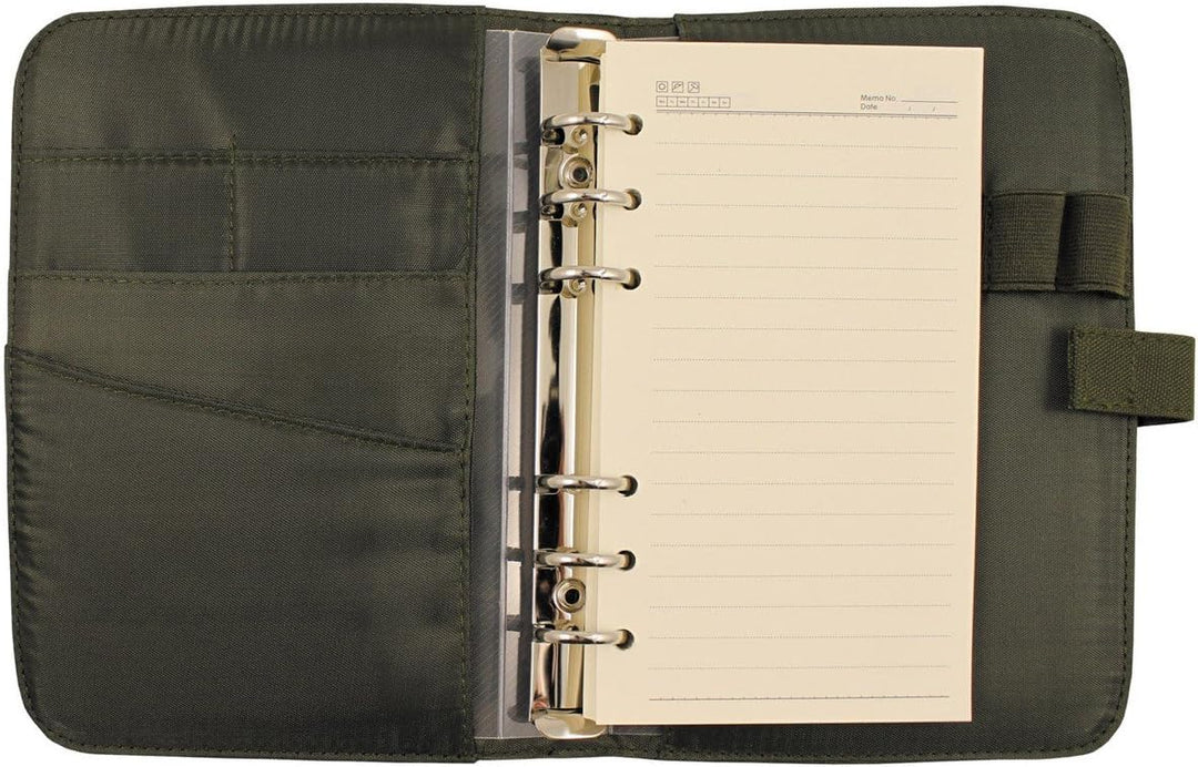 MFH Terminplaner A6 Organizer Ringbuchhalterung Memobuch Timer Verschiedene Ausführungen Oliv, Oliv