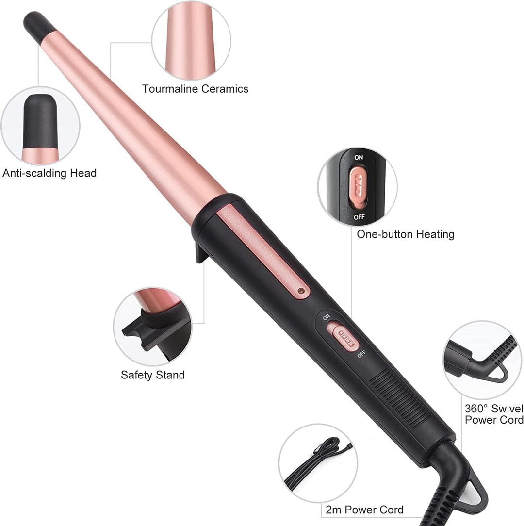 Lockenstab, JAETON 13-25mm Lockenstab Tapered Keramik Professional für Natürliche Locken und Beach W
