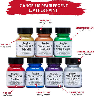 Set: Angelus Pearlescent Lederfarbe für Glattleder 7x 29,5ml 1, 1